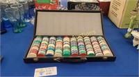 OVER 450 POKER CHIPS BY CGS IN BLACK CARRYING CASE