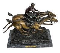 Antoine Barye- Large Bronze Horse Racing Sculpture