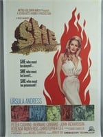 She (1965) Linen Backed Hammer Film Movie Poster