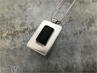 Onyx silverplated pendant w/ chain