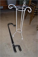 Metal Plant Pot Stand and Five Plant Hooks