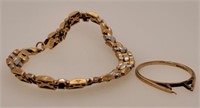 6.7 G 10 Kt Gold Bracelet & Ring w/