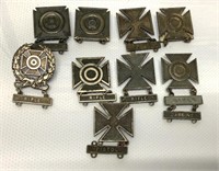 Lot of 9 Sterling Silver Marksman Badges
