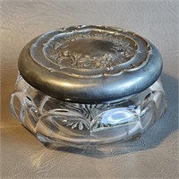 Crystal Box w/Silver Plated Lid -Vintage