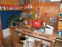 TOOLS & HANDWARE LOT: TOOL BOX, HARDWARE,