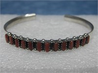 N/A Sterling Silver Coral Bracelet Signed