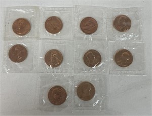 (10) COPPER PRESIDENTIAL COINS