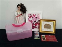 Butterfly picture, makeup box, wall decor and a