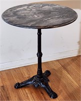 Cast Iron & Marble Vintage Round Bistro Table