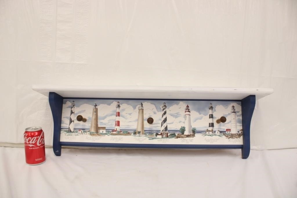 32" Wooden Shelf w/ Painted Lighthouse