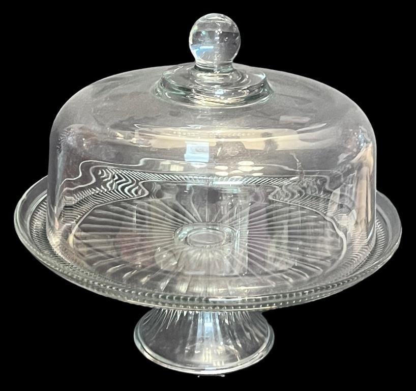 Vintage Glass Cake Plate & Cover