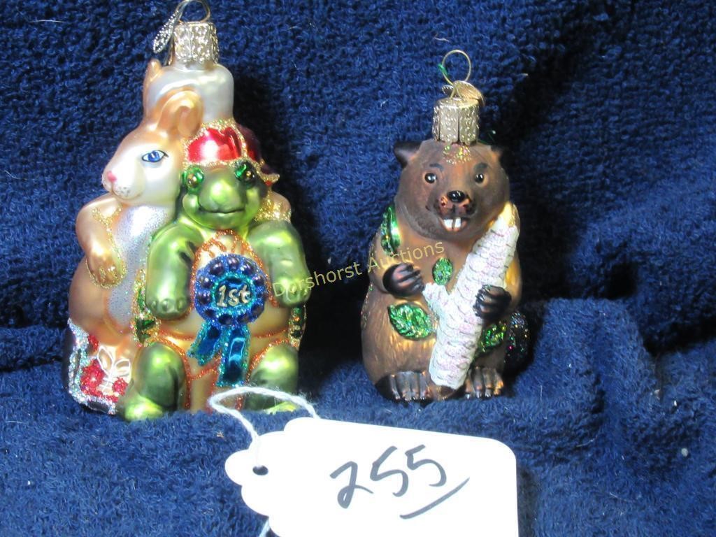 (2) OLD WORLD CHRISTMAS ORNAMENTS - GLASS