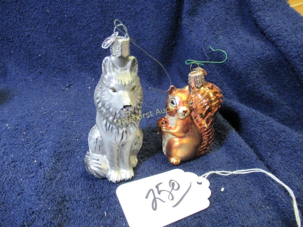 OLD WORLD CHRISTMAS SQUIRREL & WOLF GLASS