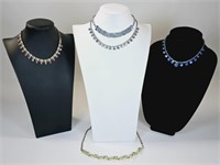 5 Vintage Rhinestone Necklaces: Coro © & Unmarked