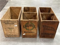 3 x Wooden Boxes Inc. Pennant, Texaco & Laurel