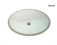 AquaSource White Undermount Oval Bathroom Sink wi