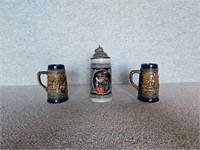 VINTAGE GERMAN BEER STEIN & TWO CUPS