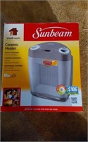 SUNBEAM CERAMIC HEATER- LIGHT USE- WITH BOX