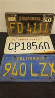 Three vintage California license plates