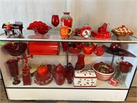 Ruby Glass, Red Tea Set, Pie Plate, Decor etc