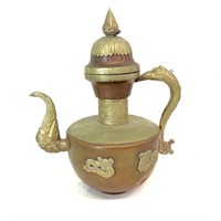 Asian Brass and Copper Teapot with Dragons