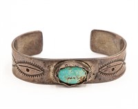 Fred Harvey Era Navajo Turquoise Cuff Bracelet