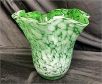 GREEN ART-GLASS VASE