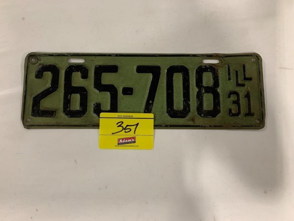 1931 ILLINOIS LICENSE PLATE