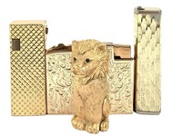 4 Vintage Cigarette Lighters, Elgin, Calibri+