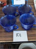 Blue Depression Glass Cups