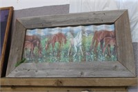 RUSTIC HORSE SCENE PAINTED ON GALV TIN