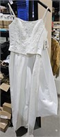 Long White Dress w/ Train & Decorated Bust sz 6m