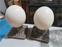2 OSTRICH EGGS WITH STANDS