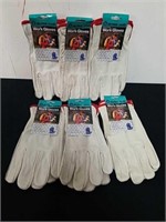 Six pairs of cotton canvas work gloves one size