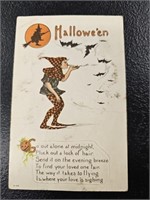 Antique H-44 Embossed Hallowe'en Postcard- Boy w