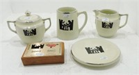 Hall China Silhouette group: mug, trivet, cream,