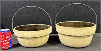 Antique Neu Deel Stoneware Pot Wire Handle-Lot
