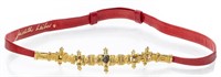 Judith Leiber Lizard Skin Belt W Gold-Tone Buckle