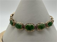 Antique 14K Rose Gold Genuine Jade Bracelet