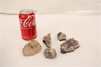 5 Natural Amethyst Crystal Pieces