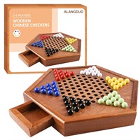 12.7 Inches Wooden Chinese Checkers with Drawers