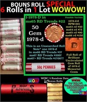 THIS AUCTION ONLY! BU Shotgun Lincoln 1c roll, 197