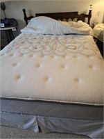 Queen mattress, box spring, headboard & frame w/
