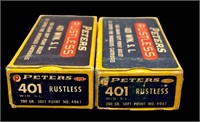 401 WIN. S.L. ammunition (2) boxes Peters