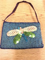 Dragonfly beaded bag 5 1/2 inches wide 4 inches