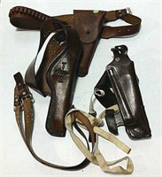 3 gun holsters with belt and harness