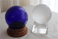 PAIR OF GLASS GLOBES