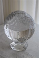 SIGNED WATERFORD GLOBE PAPERWEIGHT