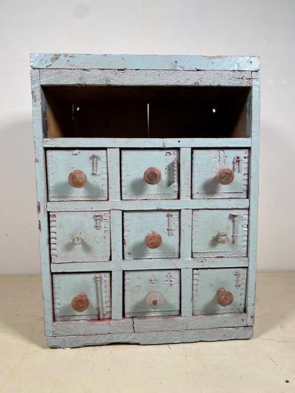 16" primitive made- antique hardware store cabinet