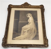 Antique Composition Framed Bridal Portrait